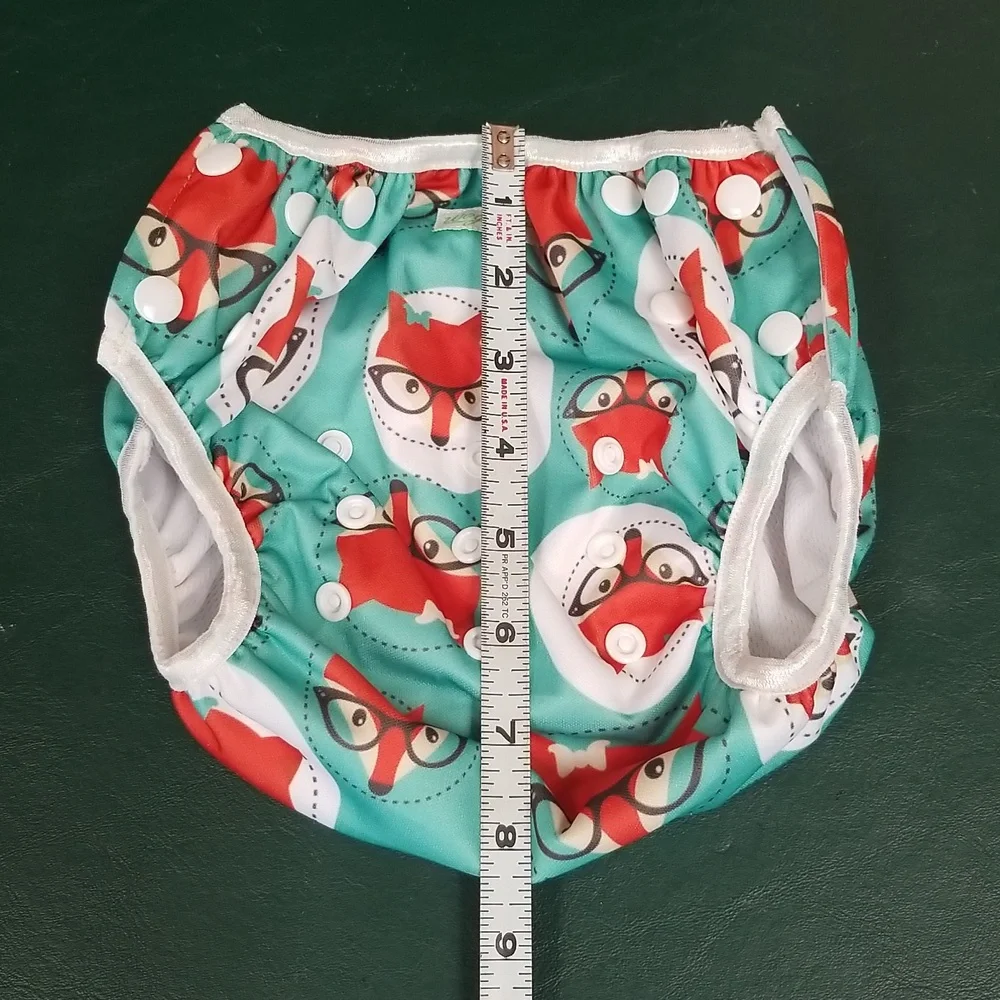 🦊 Adorable Aqua Fox Print Reusable Swim Diaper Cover 🦊
